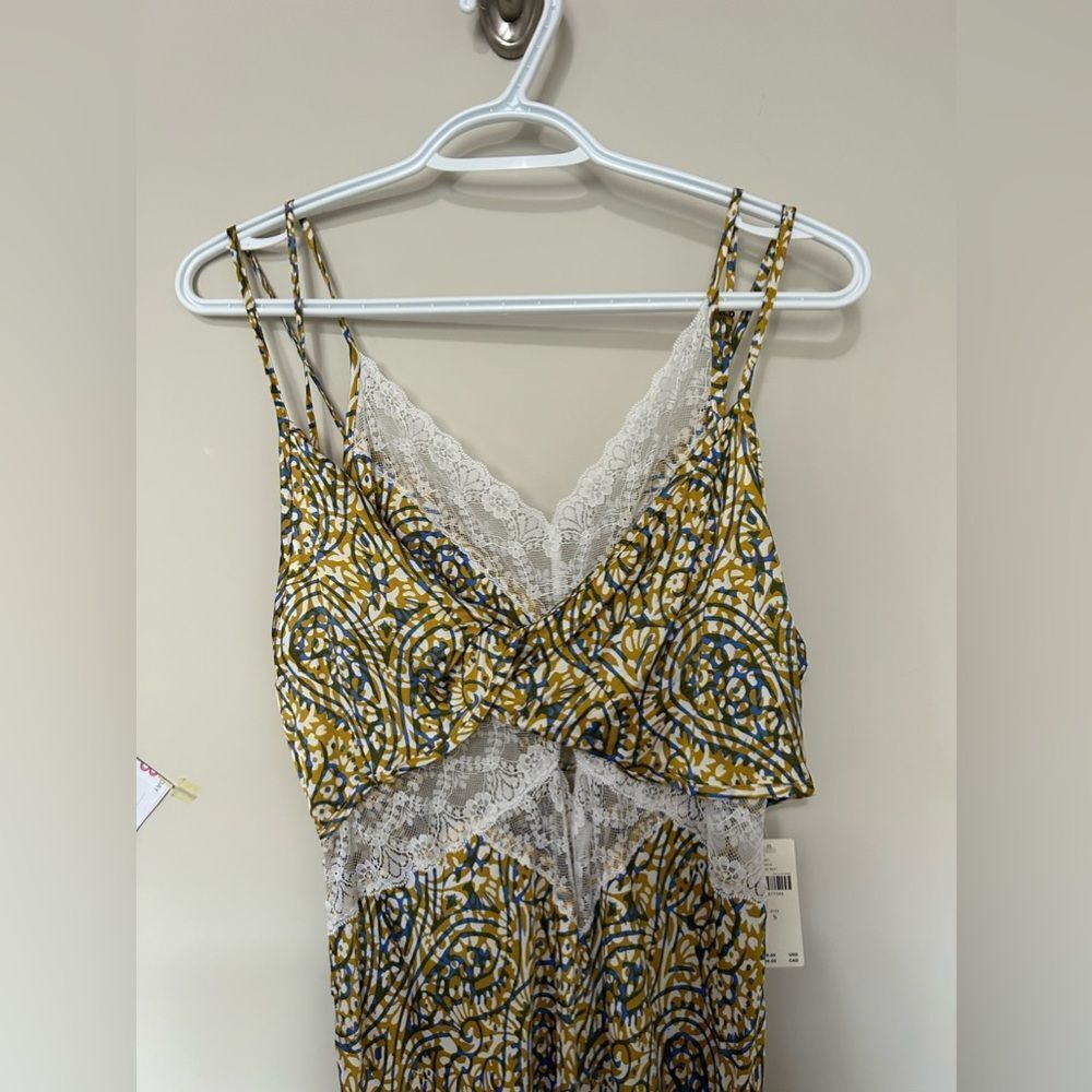 NWT Anthropologie Lace Inset Midi Dress in Yellow Motif - Picture 5 of 15